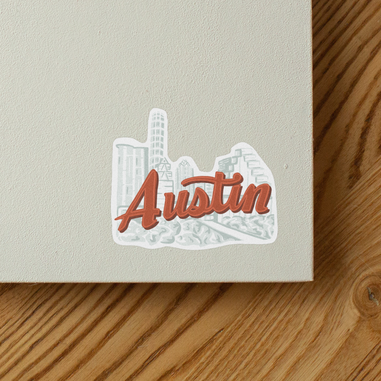 Austin Sticker on Notebook