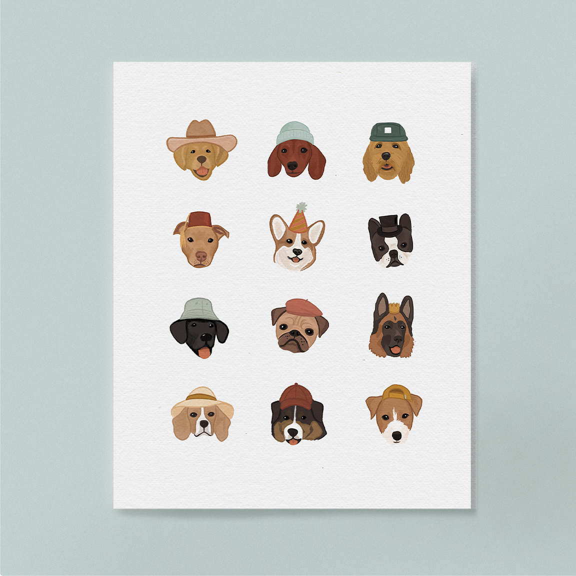 Dogs in Hats Art Print – Just Right Design Co.