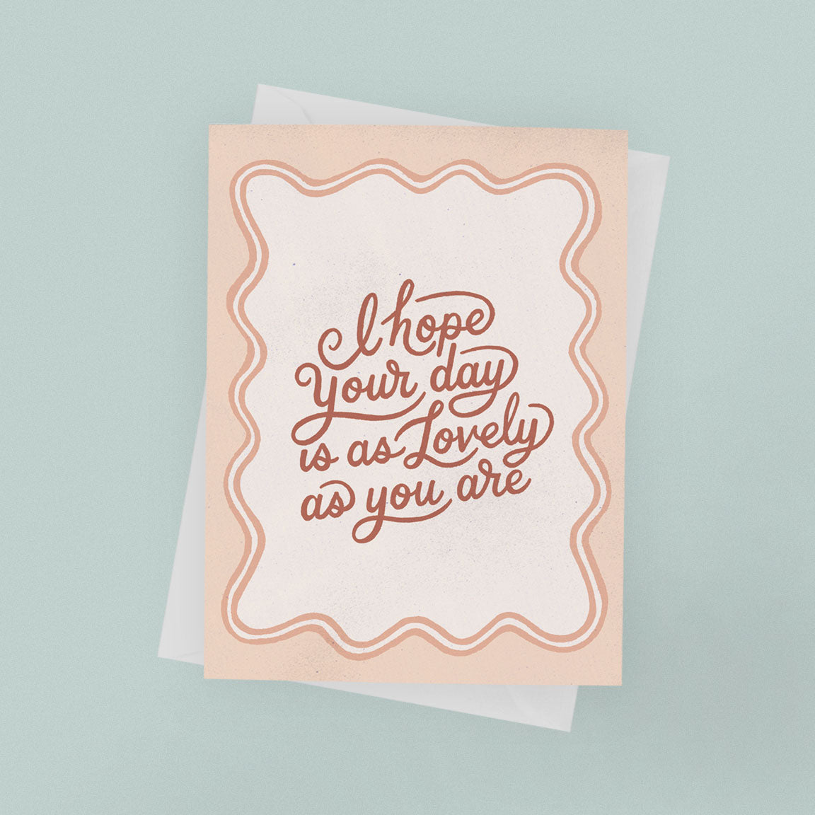 Pink Lovely Day card on blue background