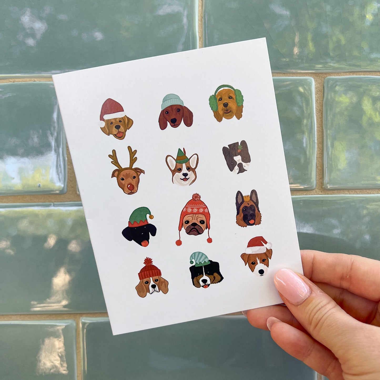 Dogs in Holiday Hats Card: 8 Pack