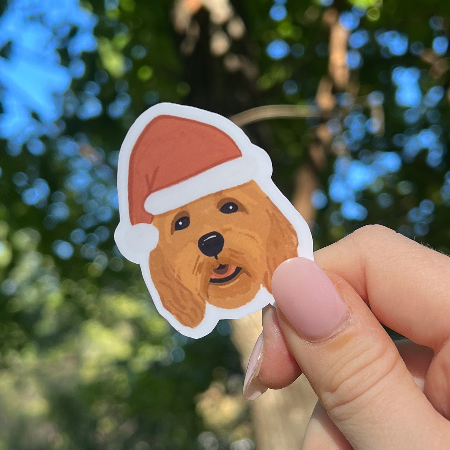 Santa Goldendoodle Sticker