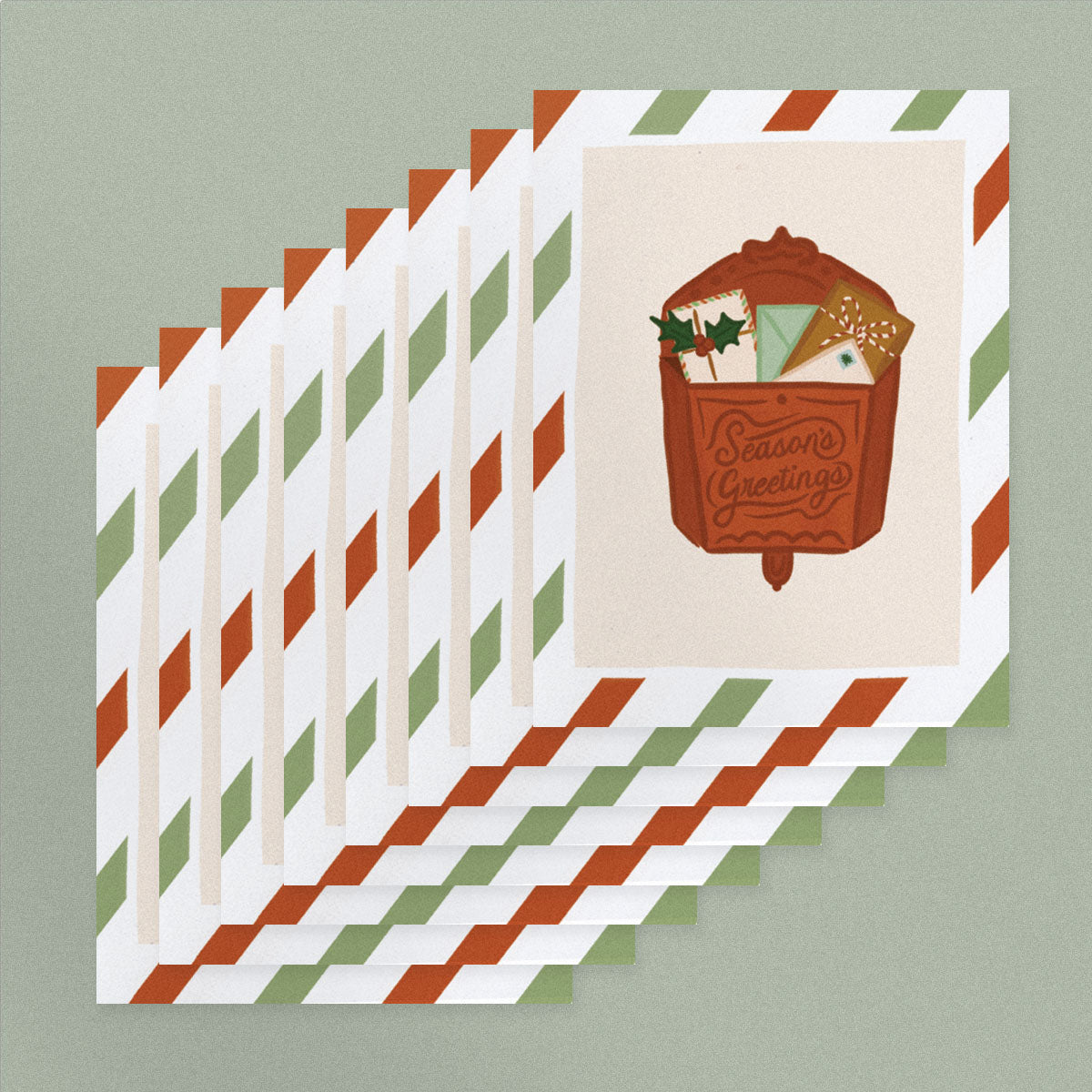 Seasons Greeting Vintage Mailbox Card:  Pack