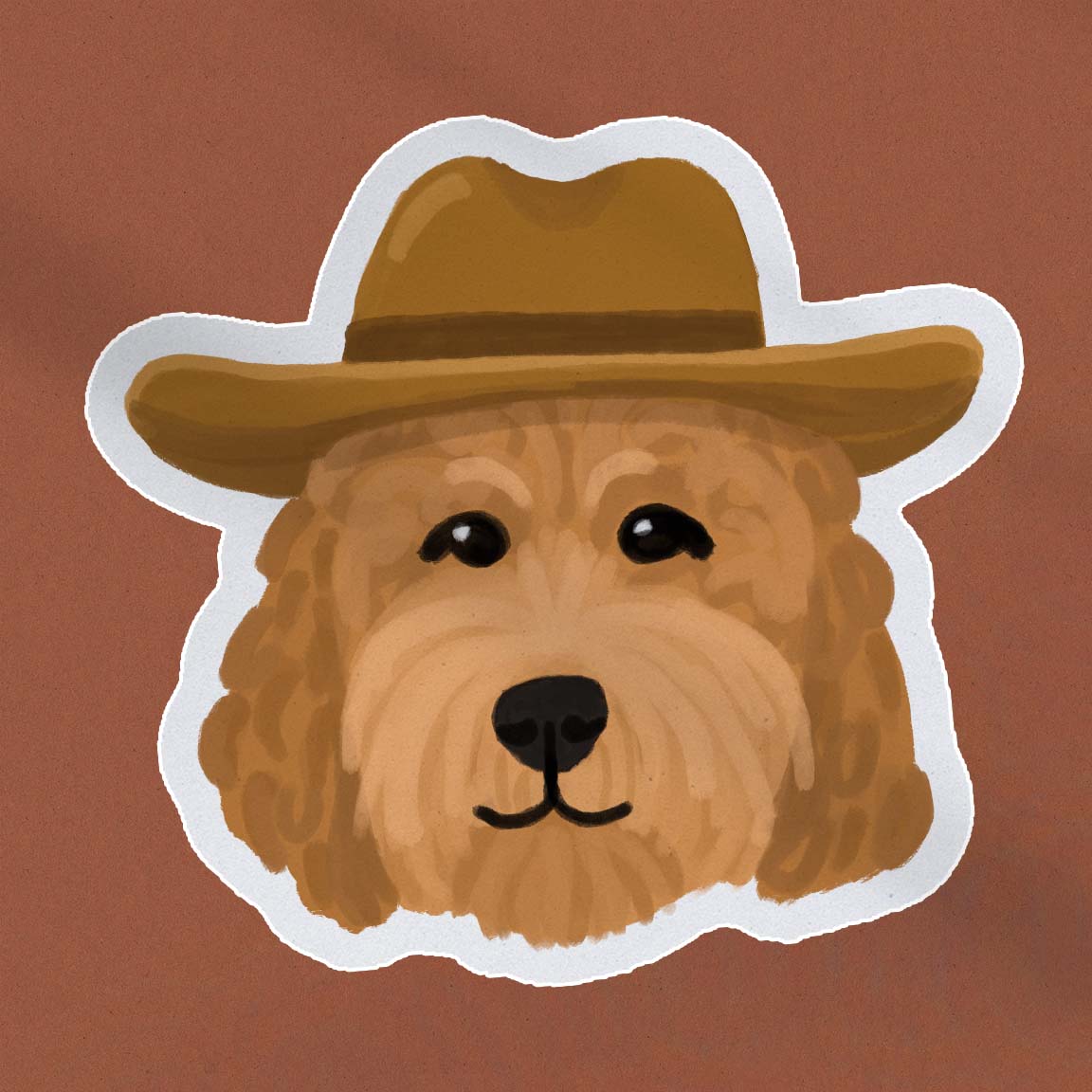 Cowboy Goldendoodle Sticker