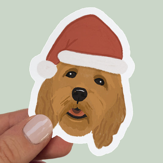 Santa Goldendoodle Sticker