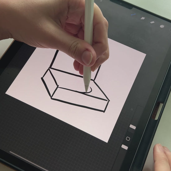Video showing behind the scenes of artist drawing the Record Player Quote Sticker on iPad.
