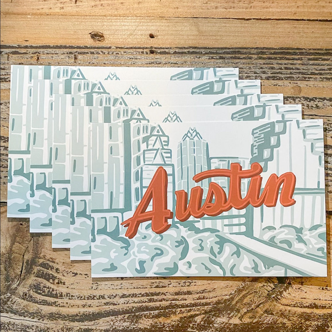 5 Austin Skyline Postcards