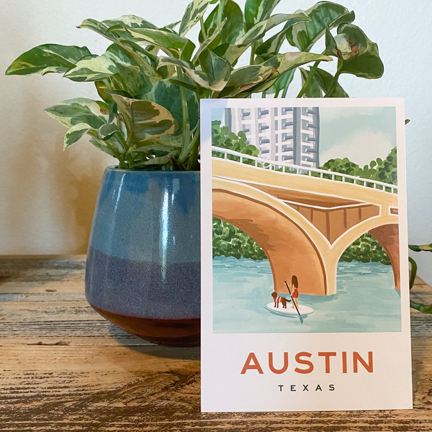 Austin Paddle Board with Dog Postcard