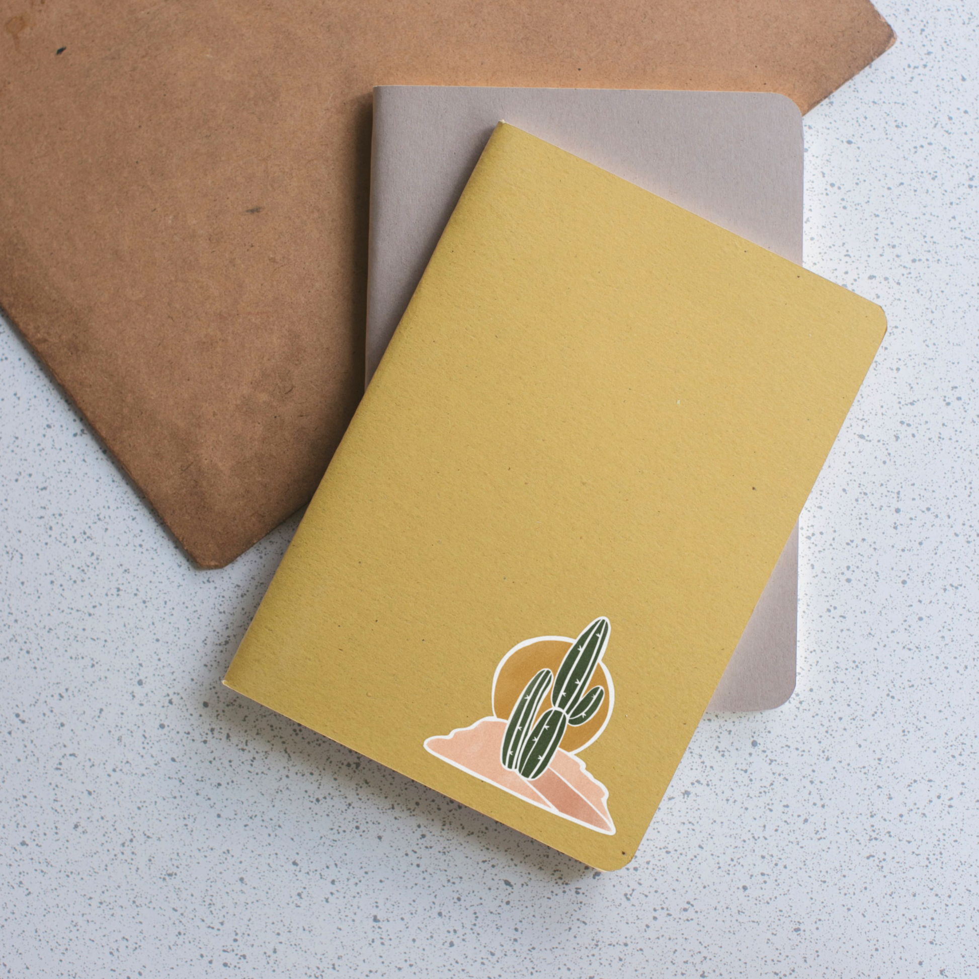 Boho Cactus Sticker on Notebook