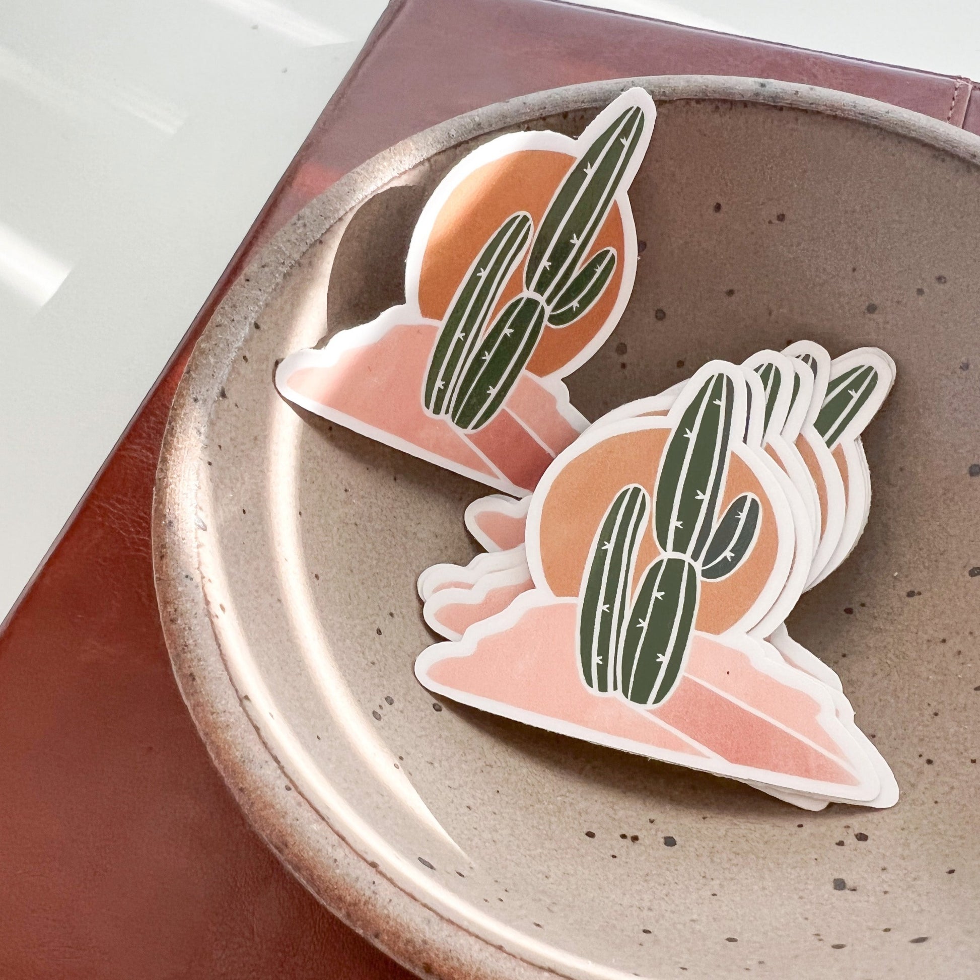 Boho Cactus Stickers in Bowl