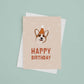 Corgi Birthday Card and white envelope. 