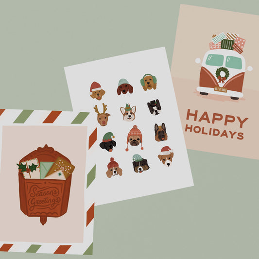3 Pack: Illustrated Holiday Cards