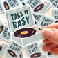 Take It Easy Quote Record Player Sticker
