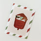 Holiday Card featuring a red vintage mailbox with the words "Season's Greetings" on white background