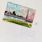 Front and back of Boston postcard featuring the Zakim bridge at sunset