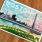 Boston postcard featuring the Zakim bridge at sunset
