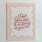 Pink Lovely Day Card on white background