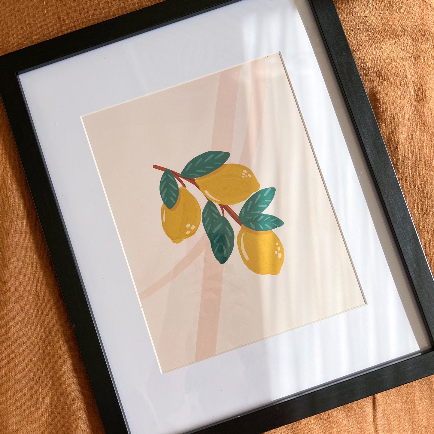 8x10" Lemon Art Print in black frame.