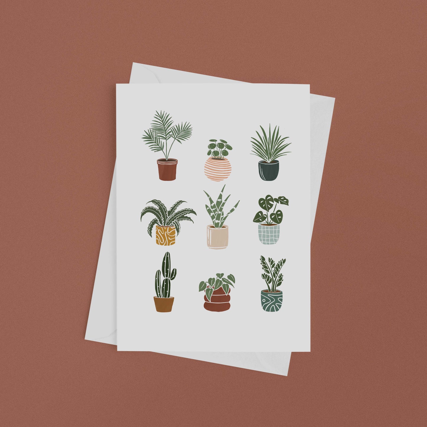 Plants Greeting Card and white envelope.