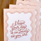 Pink Lovely Day Card on a Rust Fabric Background