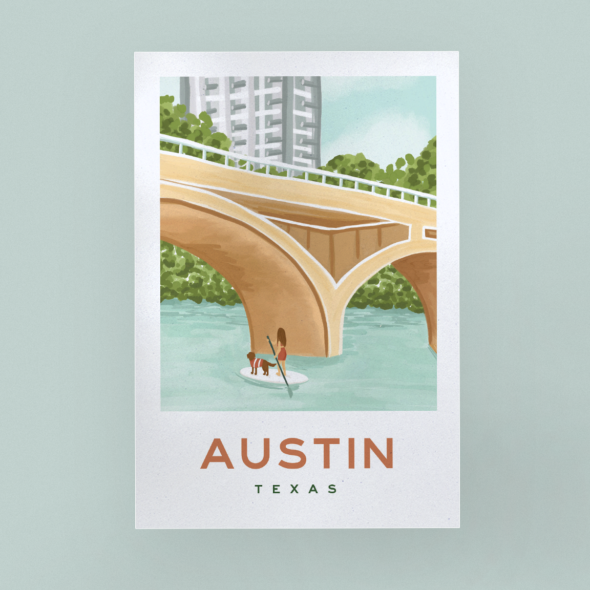 Austin Paddle Board Postcard