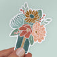 Gold, Sage, Rust, and Peach Flower Vase Sticker